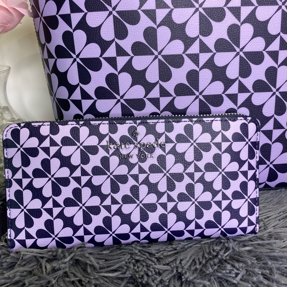 💜Kate Spade💜Hollie Geo Clover Tote & Wallet - Picture 4 of 8